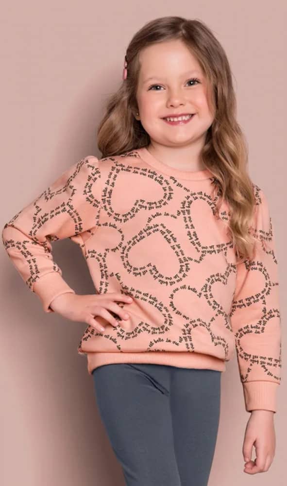 Blusa em moletom corações Milon