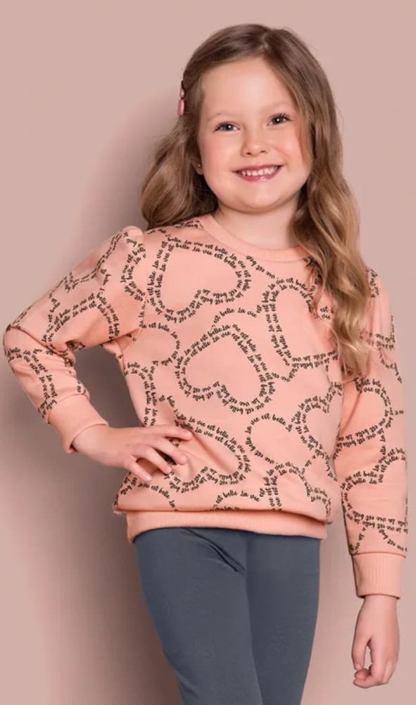 Blusa em moletom corações Milon
