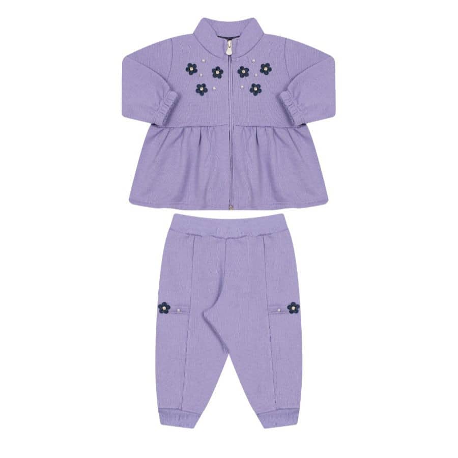 Conjunto baby moletom flores Tileesul