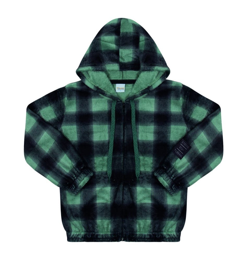 Conjunto em Fleece casaco com capuz e zíper Tileesul - Foto 2
