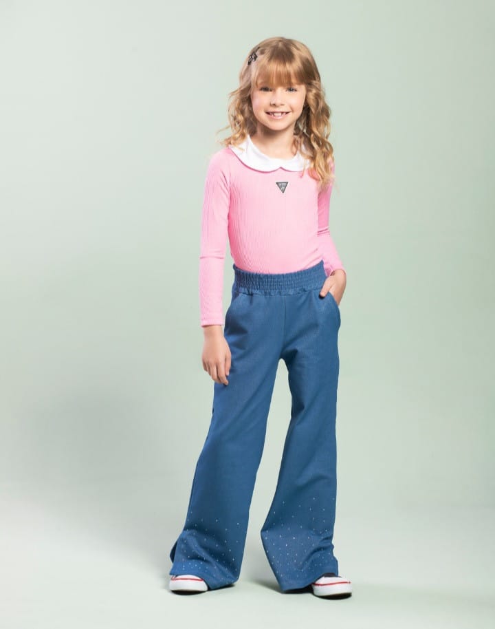Conjunto blusa de colarinho e calça - Foto 3