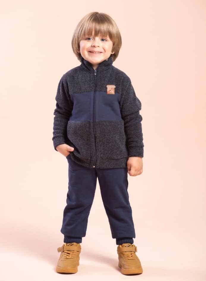 Conjunto com Jaqueta de Malha Boucle