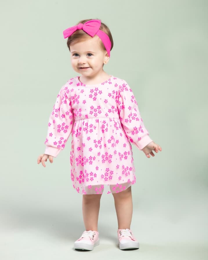 Vestido baby sobreposição de tule