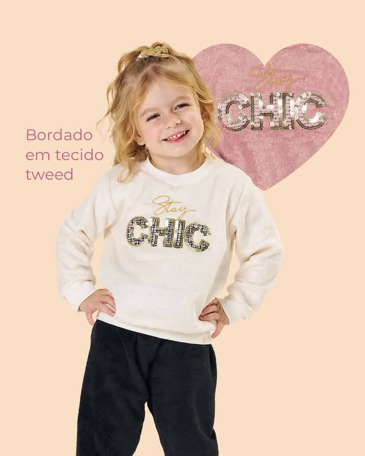 Conjunto com bordado Stay ChicTileesul