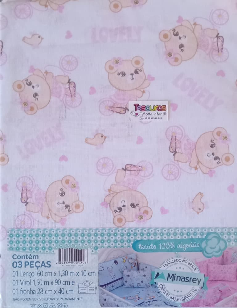Jogo de lençol para berço menina