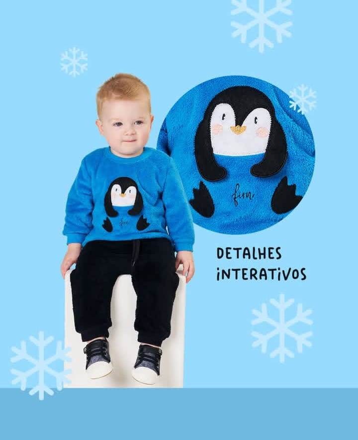 Conjunto Baby em Fleece Pinguim Tileesul - Foto 3