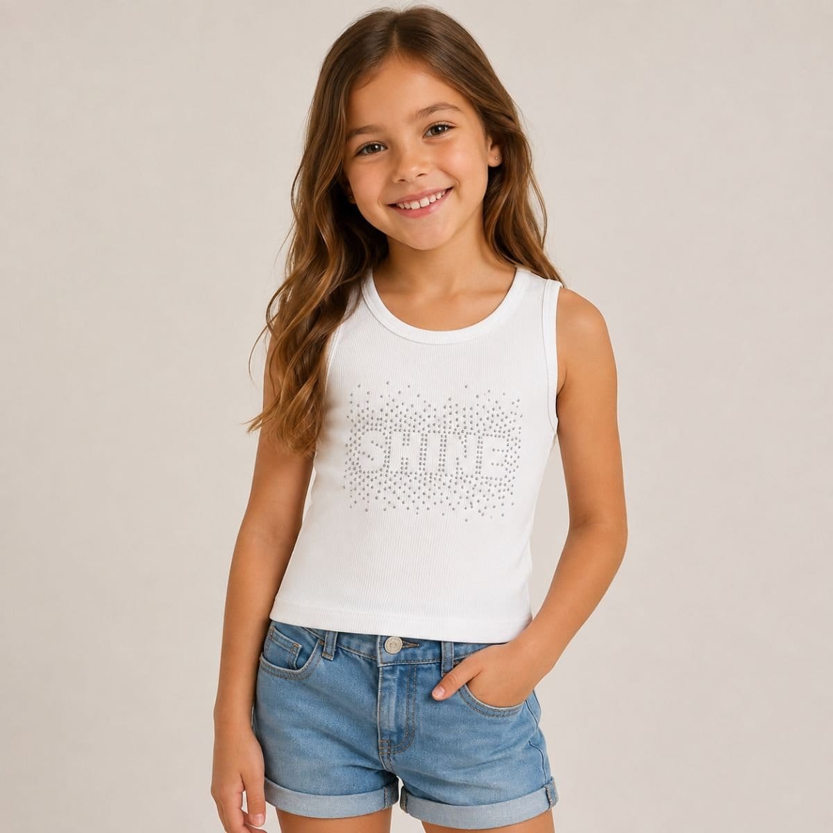 Regata com aplicação de strass - Foto 1