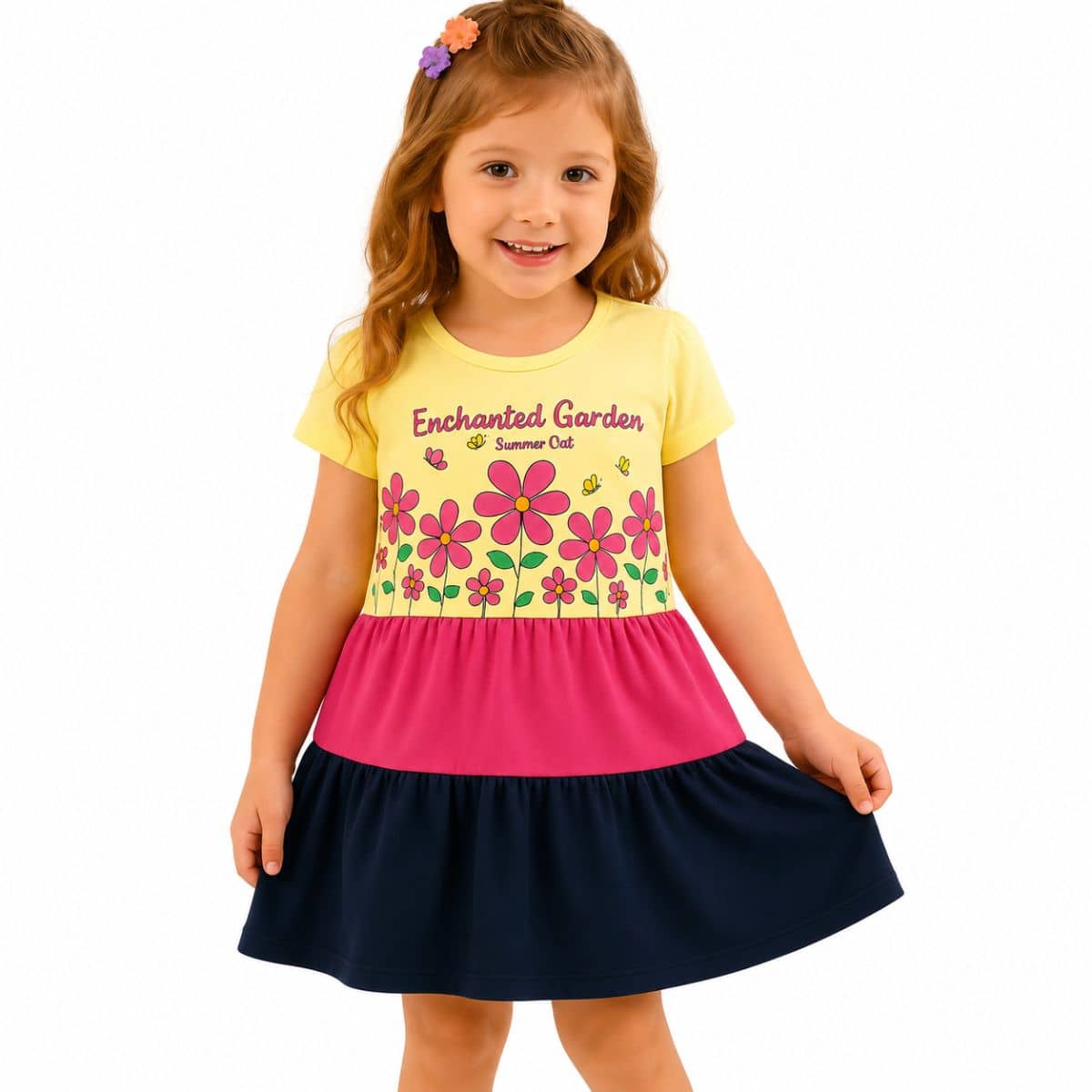 Vestido tricolor estampa floral