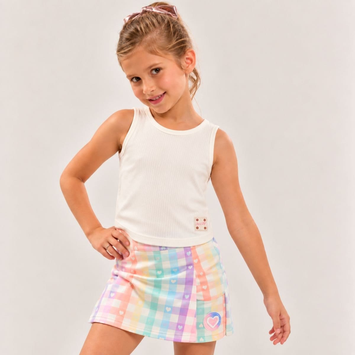 Short-saia corações multicolorido - Foto 1