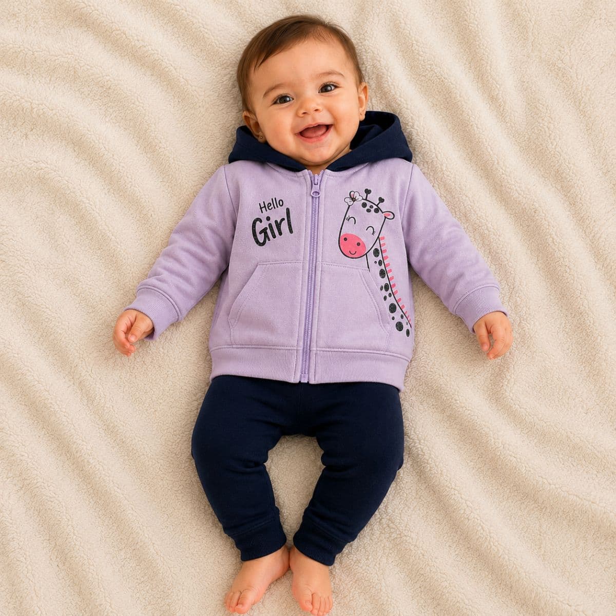 Conjunto Baby Menina com capuz Jidi