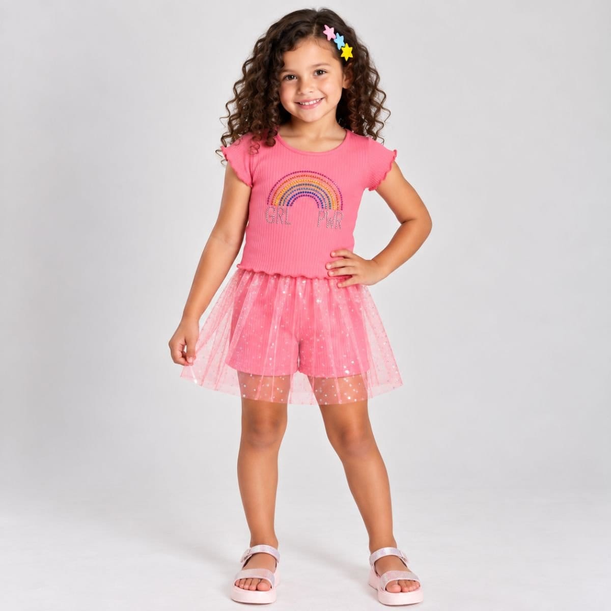Conjunto Arco-íris com tule furta-cor - Foto 1