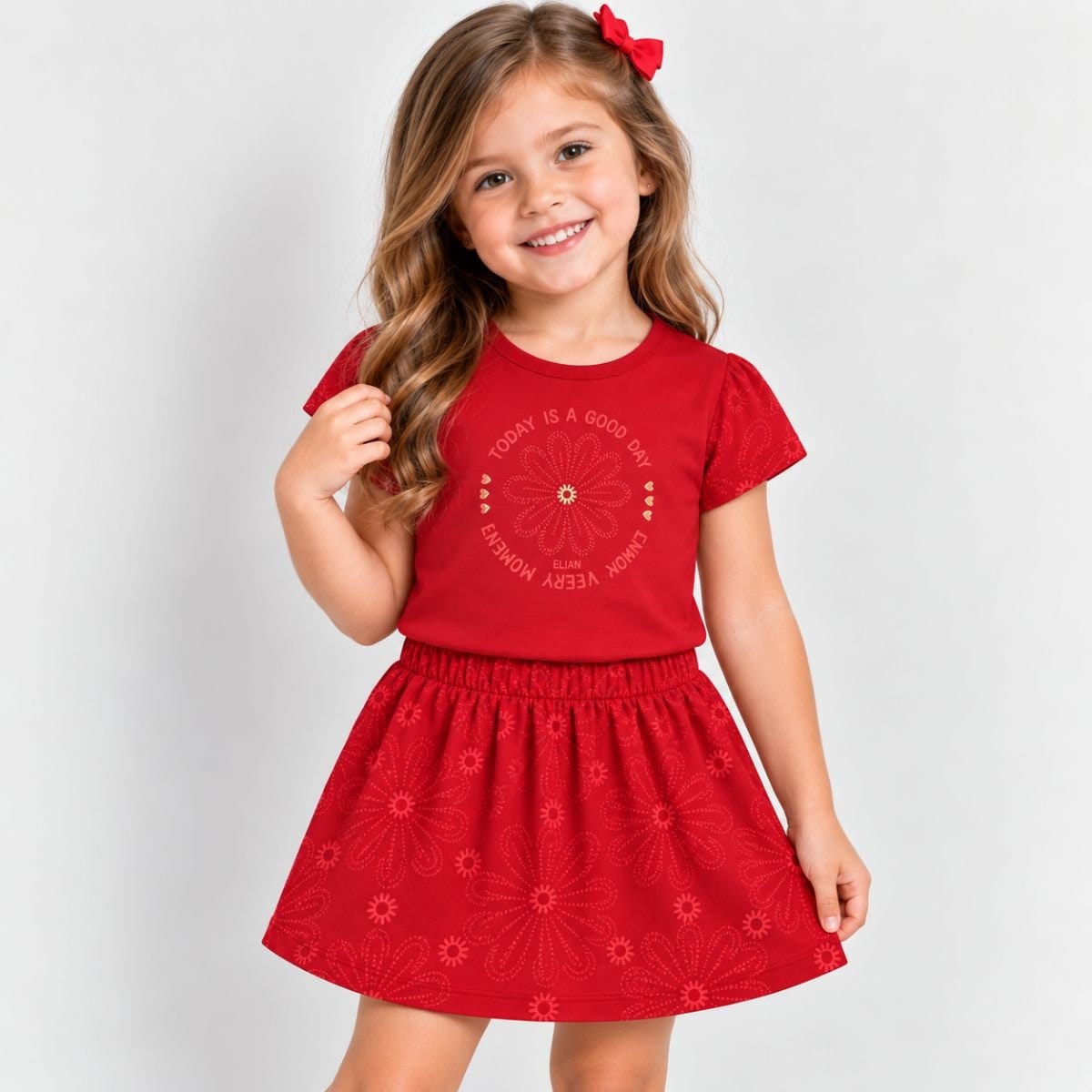 Conjunto Menina Short-Saia Elian - Foto 1