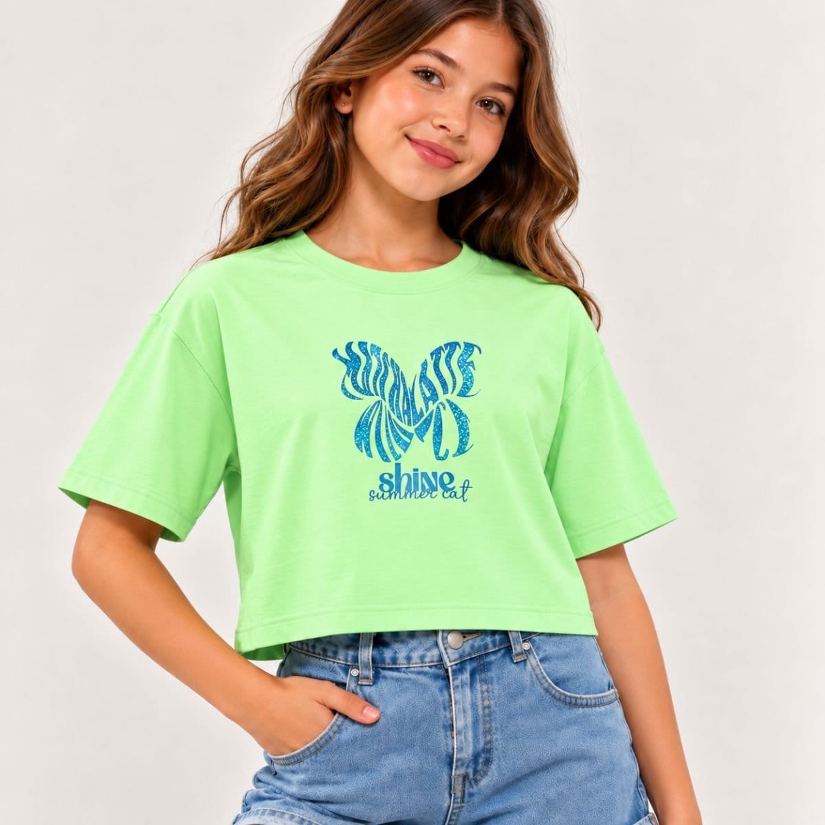 Blusa cropped borboleta - Foto 1