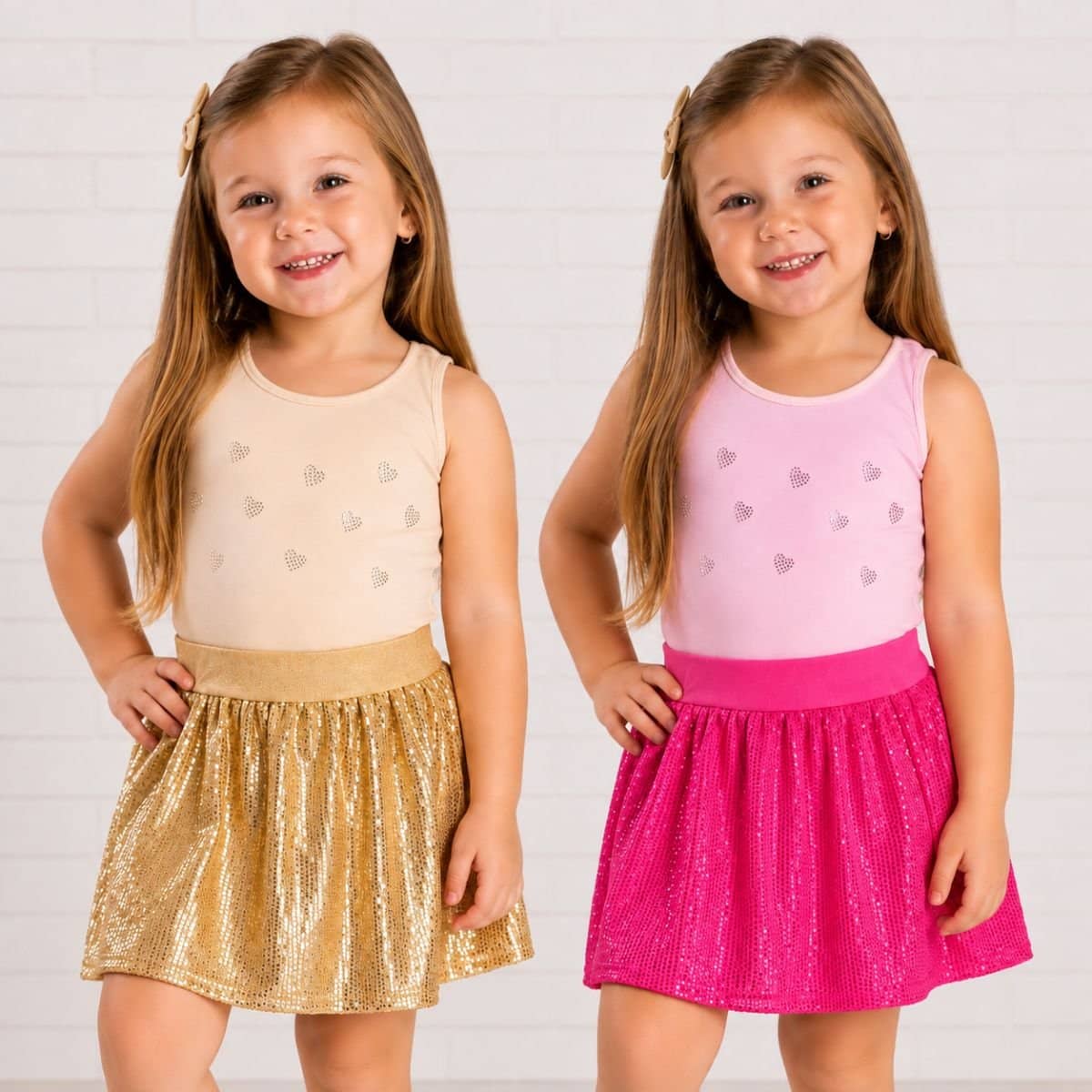 Conjunto com short-saia de paete lantejoulas