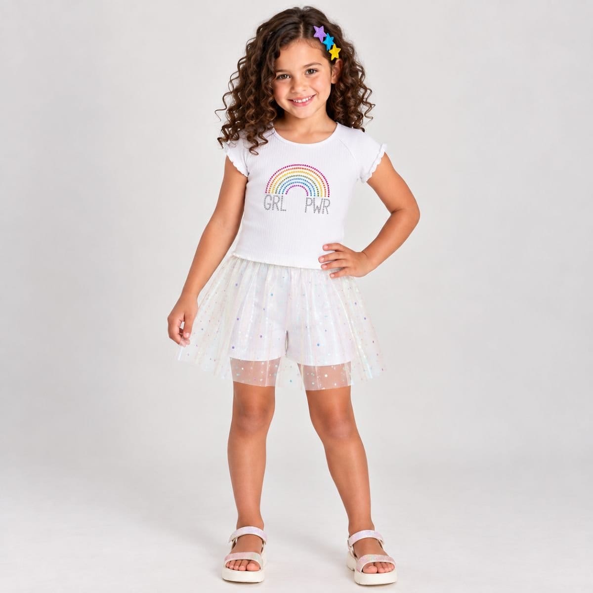 Conjunto Arco-íris com tule furta-cor - Foto 3