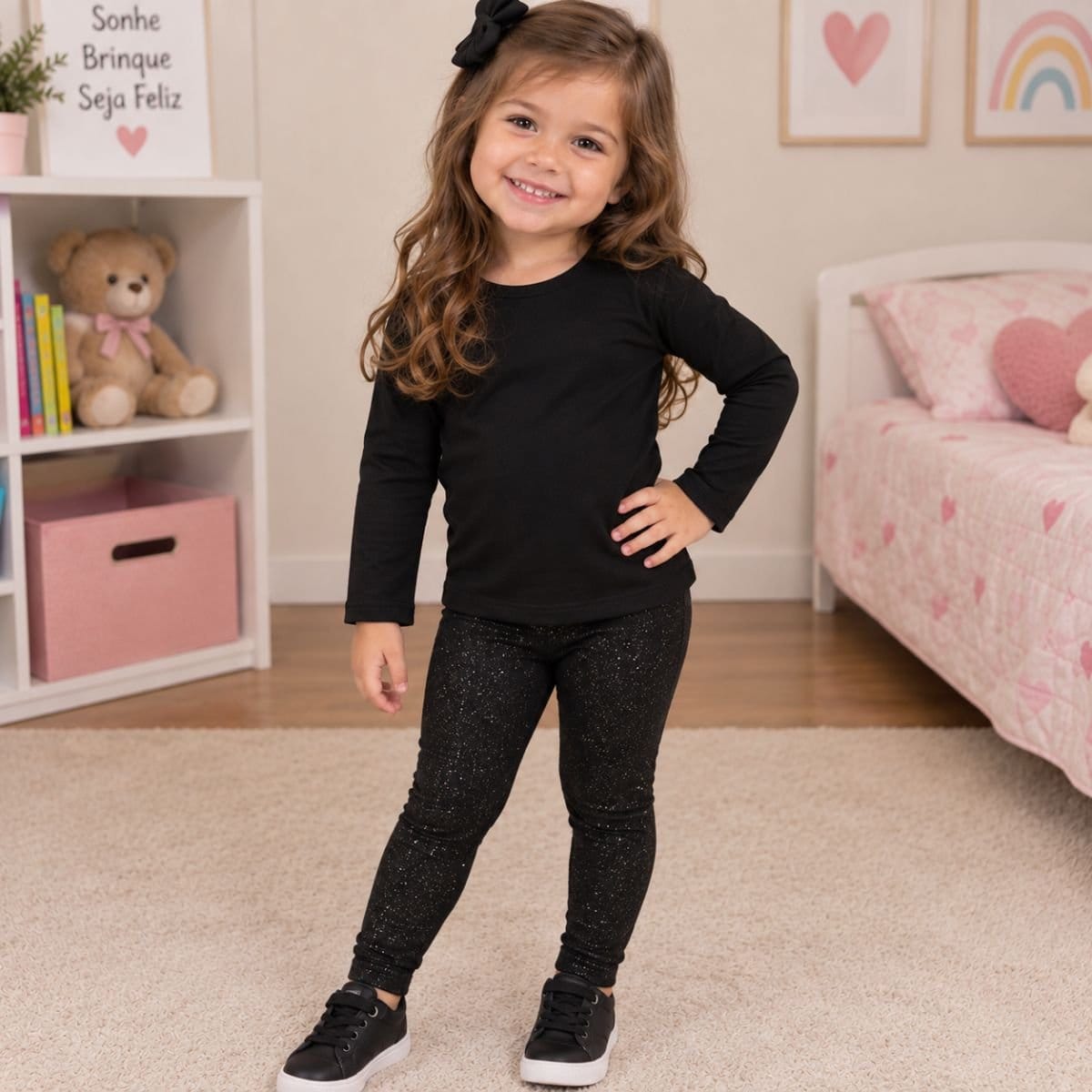 Calça Legging cotton com glitter - Foto 1