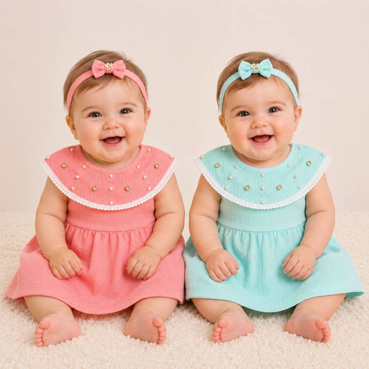 Vestido baby luxo Tileesul com faixa de cabelo
