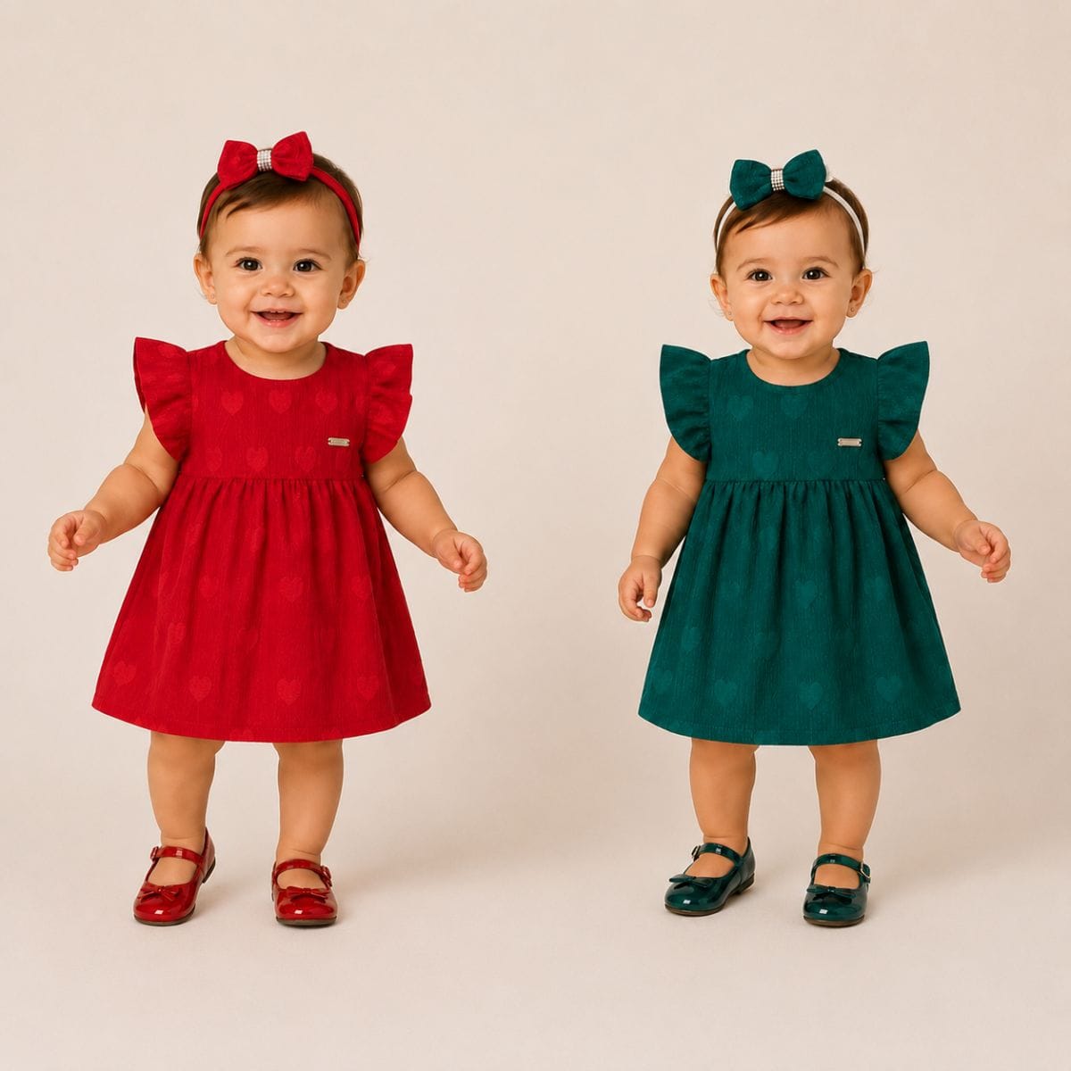 Vestido baby corações com acessório de cabeloTileesul - Foto 1