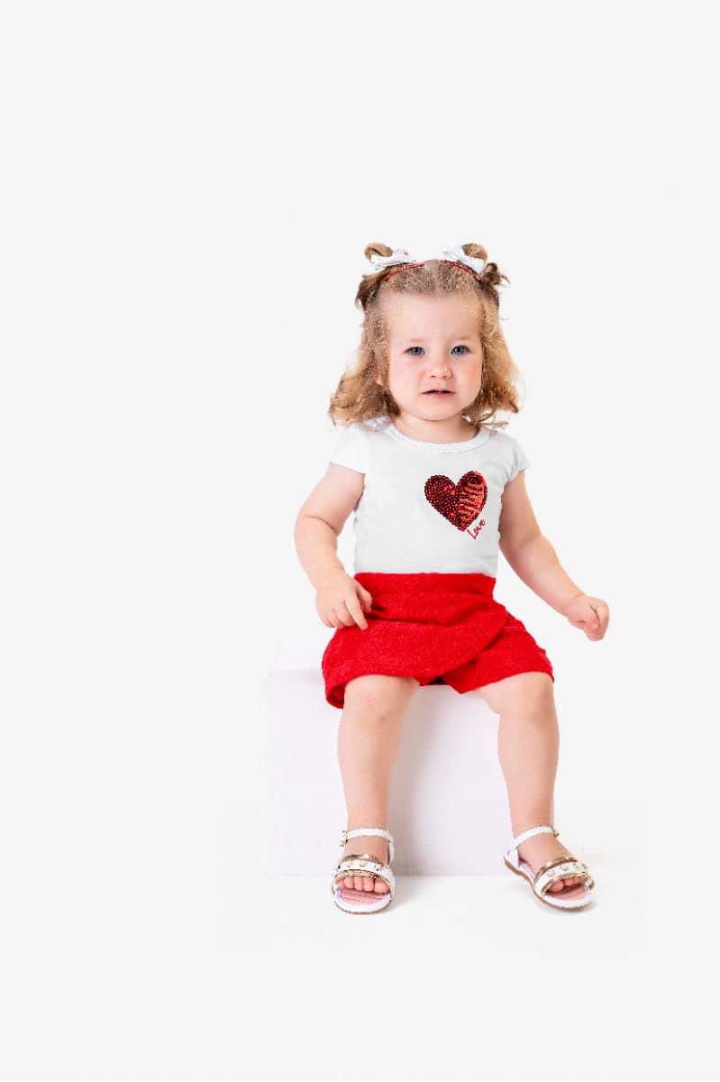 Conjunto Baby coração Love Tileesul
