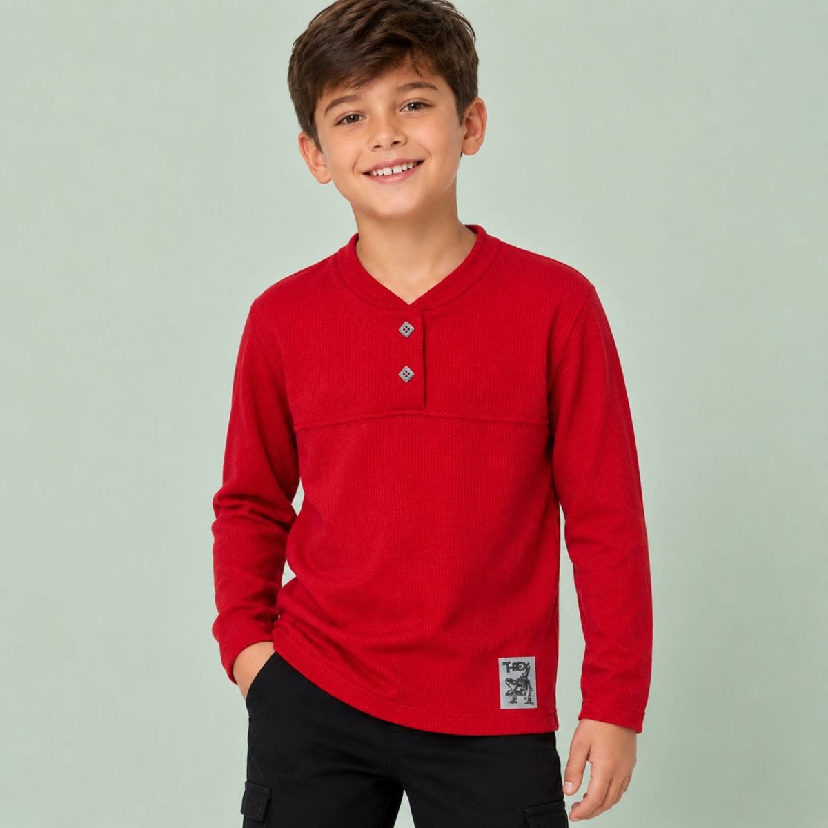 Camisa em malha waffer texturizada